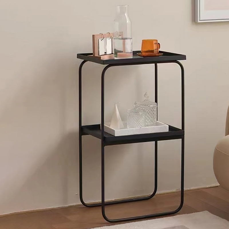 Tavolino superiore con vassoio rettangolare Tavolino con base in ferro con contenitore