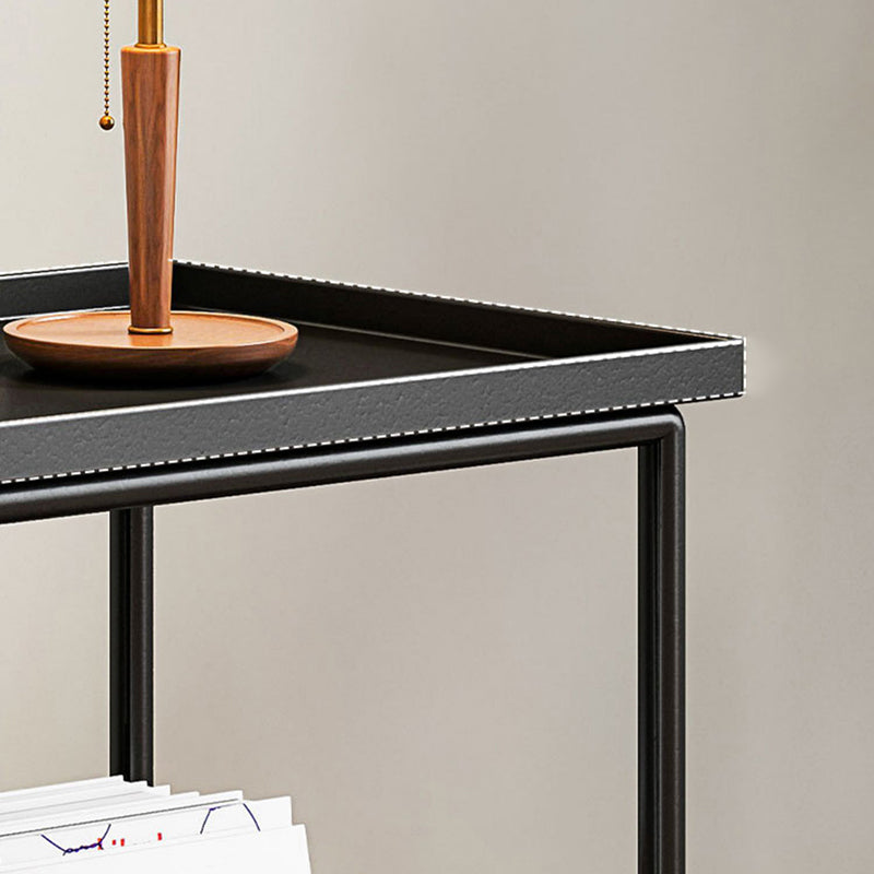 Tavolino superiore con vassoio rettangolare Tavolino con base in ferro con contenitore