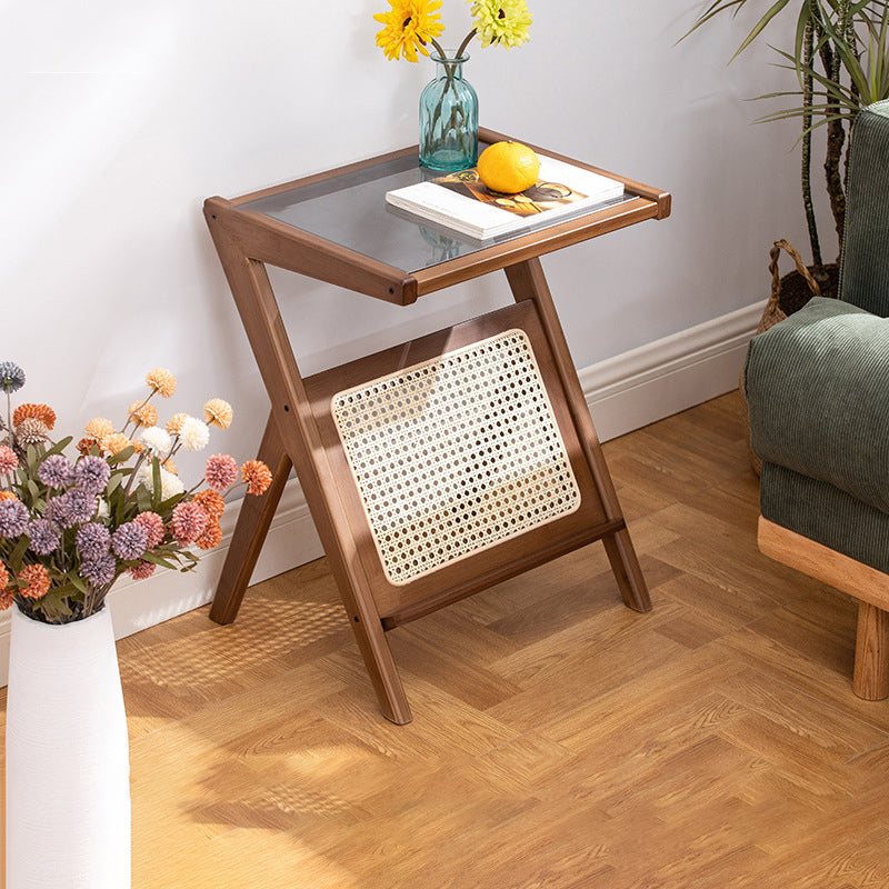 13 "breiter Beistelltischglas rechteckiger Akzent -Beistelltisch mit Lagerung