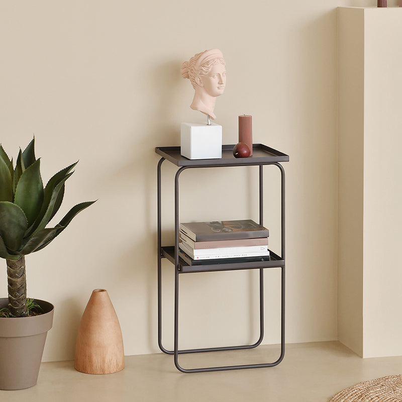 Sled Base Side Table Rectangular Metal Top End Table with Shelf Clearhalo 'Coffee & Accent Tables' 'End & Side Tables' 'end_side_tables' 'furn' 'furn_end_side_tables' 'Furniture' 'Living Room Furniture' 6608029