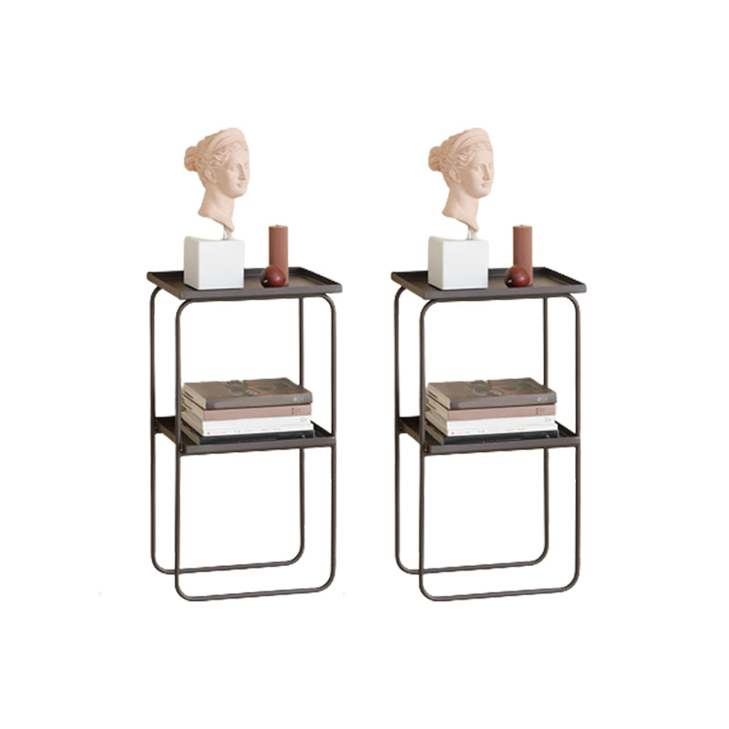 Sled Base Side Table Rectangular Metal Top End Table with Shelf Matte Black 2 Clearhalo 'Coffee & Accent Tables' 'End & Side Tables' 'end_side_tables' 'furn' 'furn_end_side_tables' 'Furniture' 'Living Room Furniture' 6608033