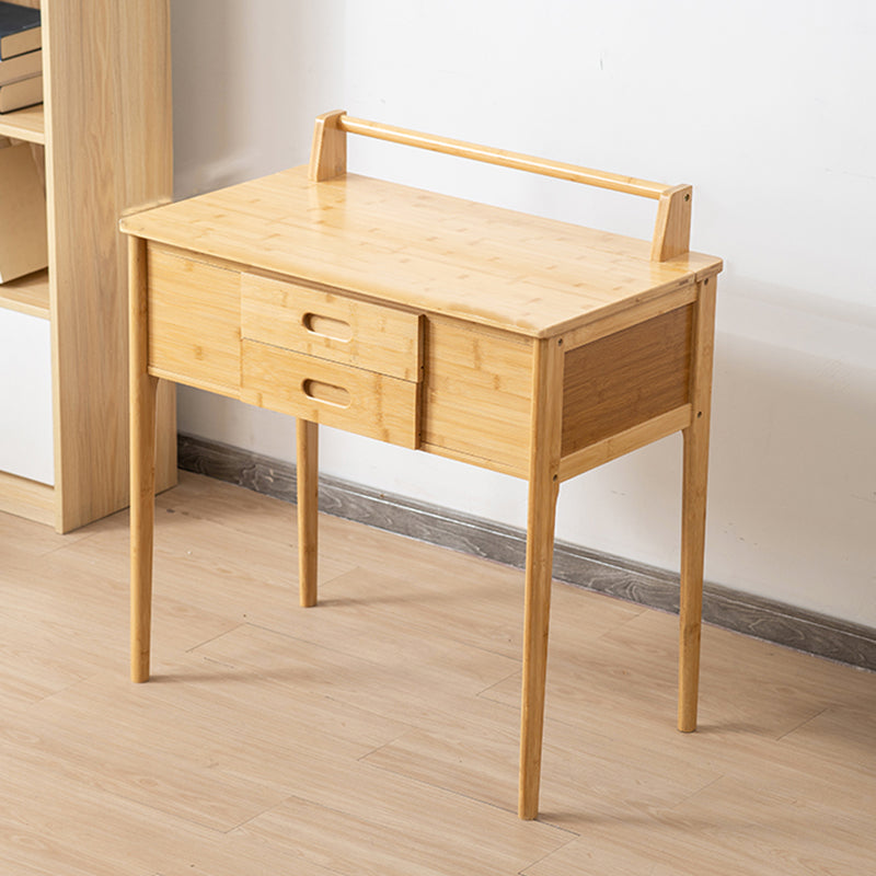 Natural Make-up Eitelkeit Bambus Flip-Top-Schminktisch mit 2 Lagerschubladen
