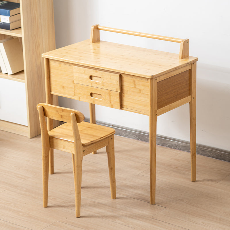 Natural Make-up Eitelkeit Bambus Flip-Top-Schminktisch mit 2 Lagerschubladen