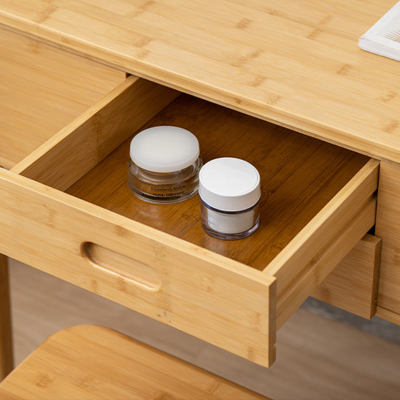 Natural Make-up Eitelkeit Bambus Flip-Top-Schminktisch mit 2 Lagerschubladen