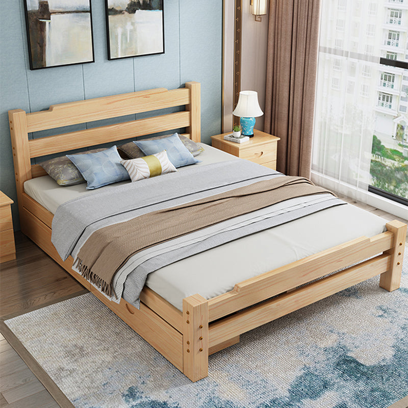 Letto in legno di pino in letto scandinavo a brone chiaro con testiera