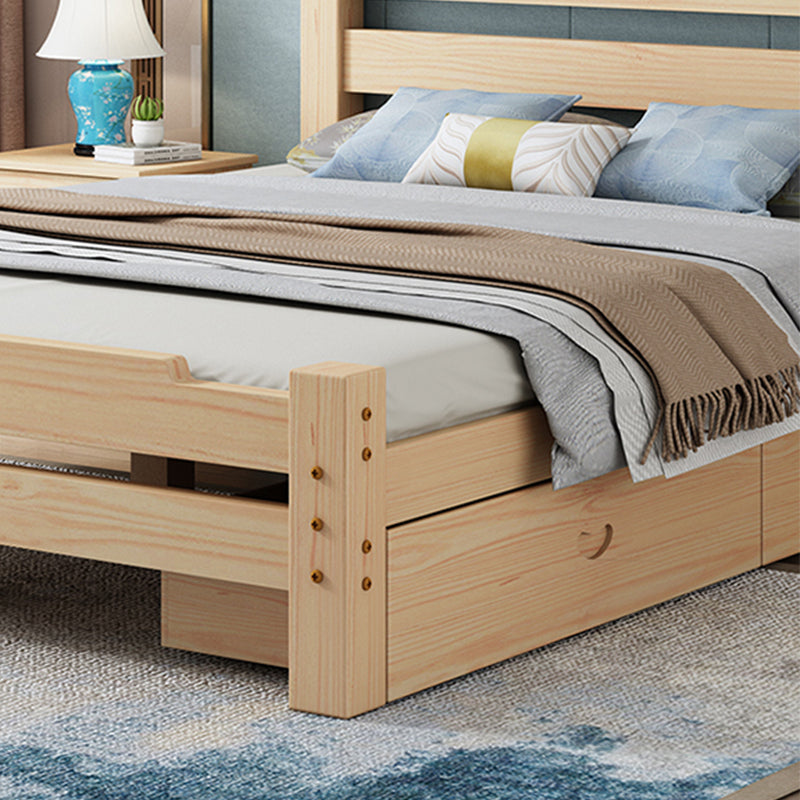 Letto in legno di pino in letto scandinavo a brone chiaro con testiera