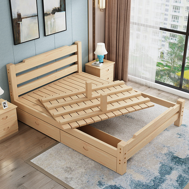 Letto in legno di pino in letto scandinavo a brone chiaro con testiera