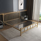 Luxurious Metal Platform Bed Frame Tall Slat Bed with Headboard