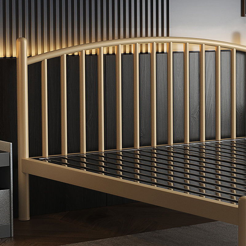Luxurious Metal Platform Bed Frame Tall Slat Bed with Headboard