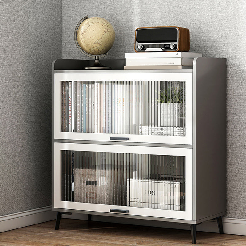 Modern Wood Storage Cabinet Square Bar Pulls Accent Chest with Doors 31"L x 13"W x 36"H Grey Clearhalo 'Cabinets & Chests' 'cabinets_chests' 'furn' 'furn_cabinets_chests' 'Furniture' 'Living Room Furniture' 6608332
