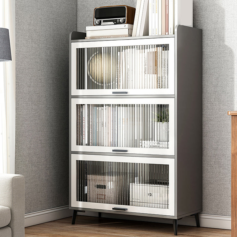 Modern Wood Storage Cabinet Square Bar Pulls Accent Chest with Doors 23.6"L x 13.4"W x 50.8"H Grey Clearhalo 'Cabinets & Chests' 'cabinets_chests' 'furn' 'furn_cabinets_chests' 'Furniture' 'Living Room Furniture' 6608334