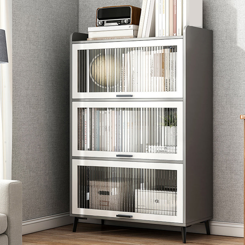 Modern Wood Storage Cabinet Square Bar Pulls Accent Chest with Doors 27.6"L x 13.4"W x 50.8"H Grey Clearhalo 'Cabinets & Chests' 'cabinets_chests' 'furn' 'furn_cabinets_chests' 'Furniture' 'Living Room Furniture' 6608336