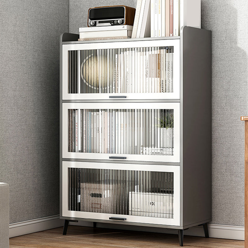 Modern Wood Storage Cabinet Square Bar Pulls Accent Chest with Doors 31.5"L x 13.4"W x 50.8"H Grey Clearhalo 'Cabinets & Chests' 'cabinets_chests' 'furn' 'furn_cabinets_chests' 'Furniture' 'Living Room Furniture' 6608338