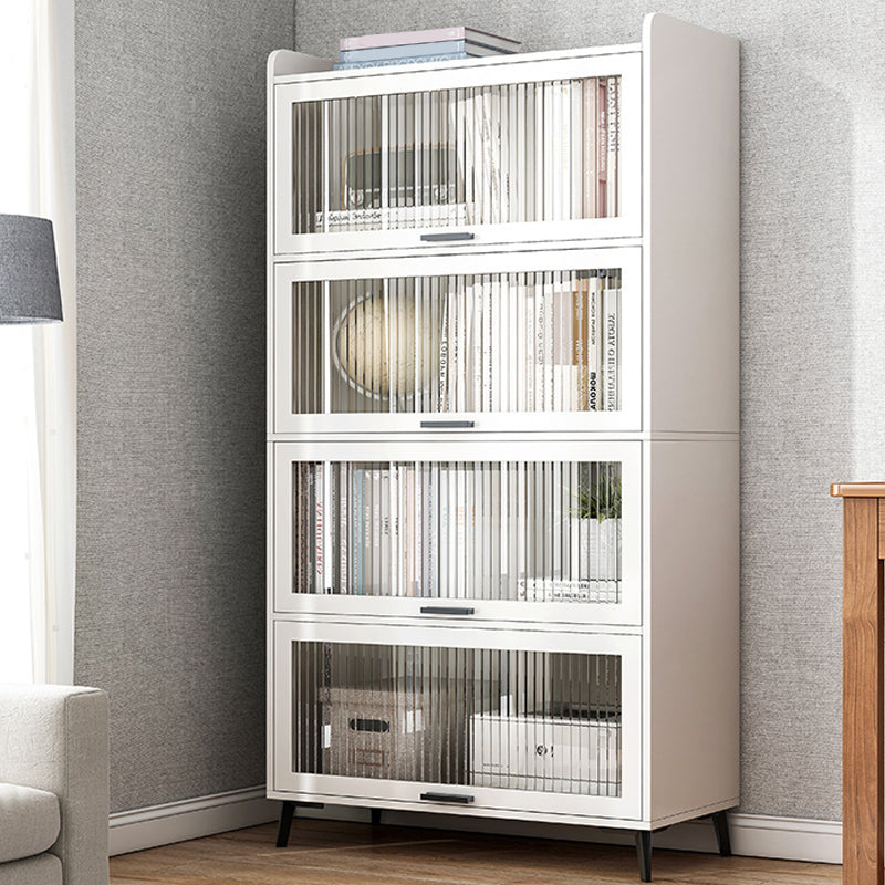 Modern Wood Storage Cabinet Square Bar Pulls Accent Chest with Doors 23.6"L x 13.4"W x 65.4"H White Clearhalo 'Cabinets & Chests' 'cabinets_chests' 'furn' 'furn_cabinets_chests' 'Furniture' 'Living Room Furniture' 6608340