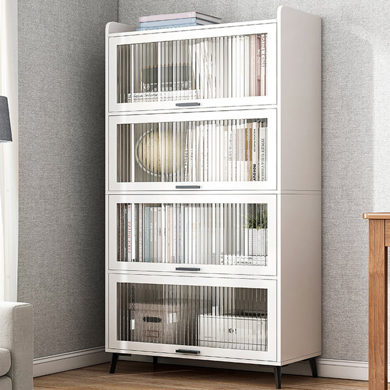 Modern Wood Storage Cabinet Square Bar Pulls Accent Chest with Doors 27.6"L x 13.4"W x 65.4"H White Clearhalo 'Cabinets & Chests' 'cabinets_chests' 'furn' 'furn_cabinets_chests' 'Furniture' 'Living Room Furniture' 6608341