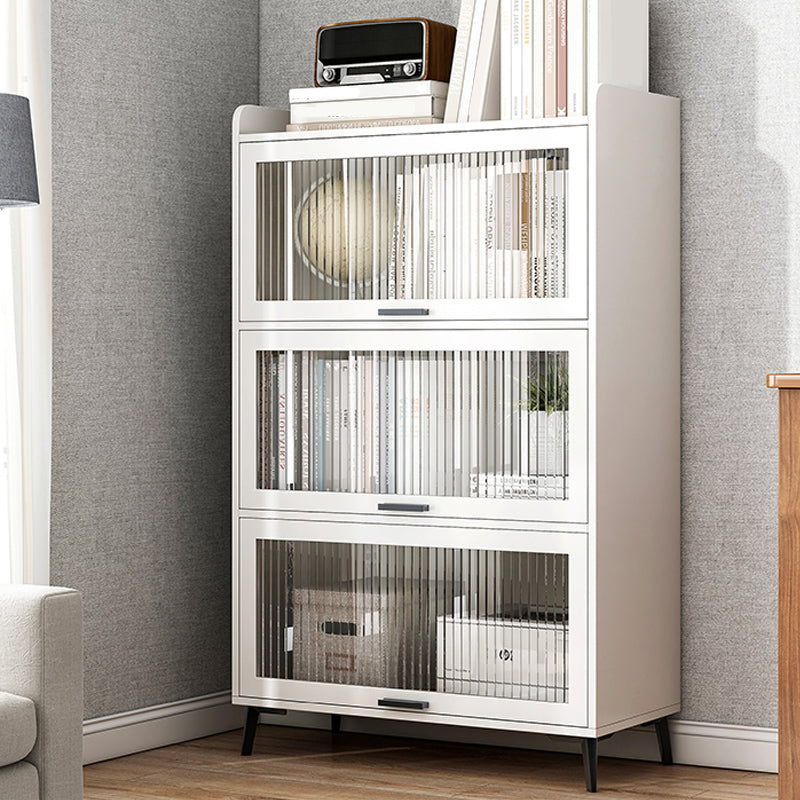 Modern Wood Storage Cabinet Square Bar Pulls Accent Chest with Doors 23.6"L x 13.4"W x 50.8"H White Clearhalo 'Cabinets & Chests' 'cabinets_chests' 'furn' 'furn_cabinets_chests' 'Furniture' 'Living Room Furniture' 6608345