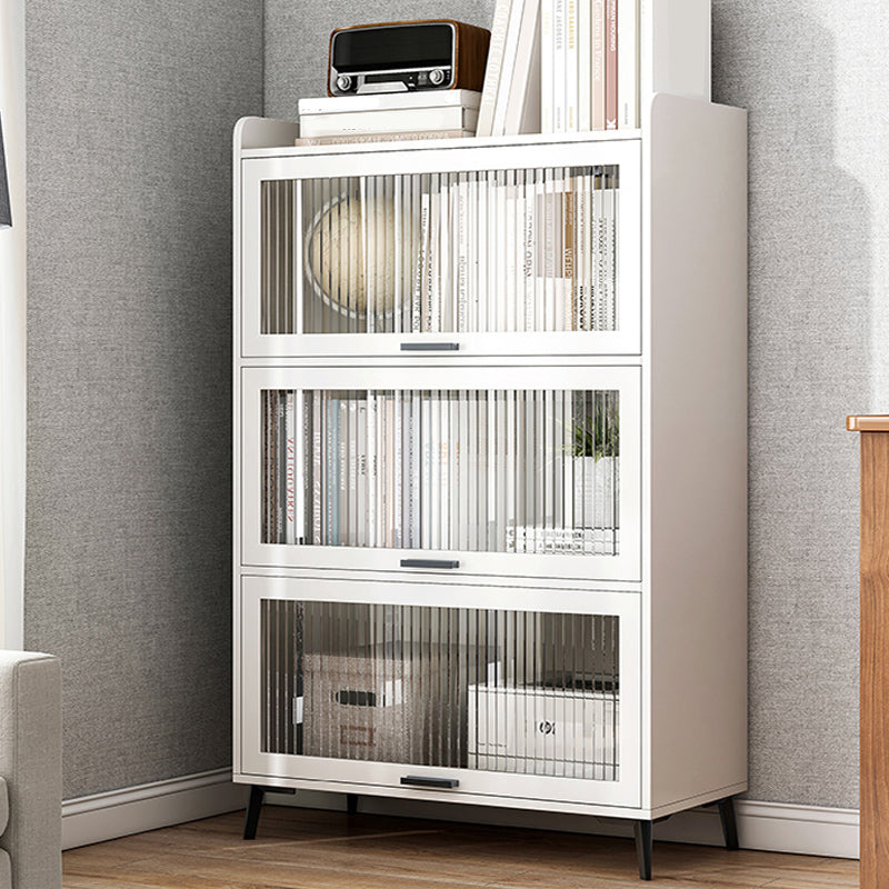 Modern Wood Storage Cabinet Square Bar Pulls Accent Chest with Doors 27.6"L x 13.4"W x 50.8"H White Clearhalo 'Cabinets & Chests' 'cabinets_chests' 'furn' 'furn_cabinets_chests' 'Furniture' 'Living Room Furniture' 6608348