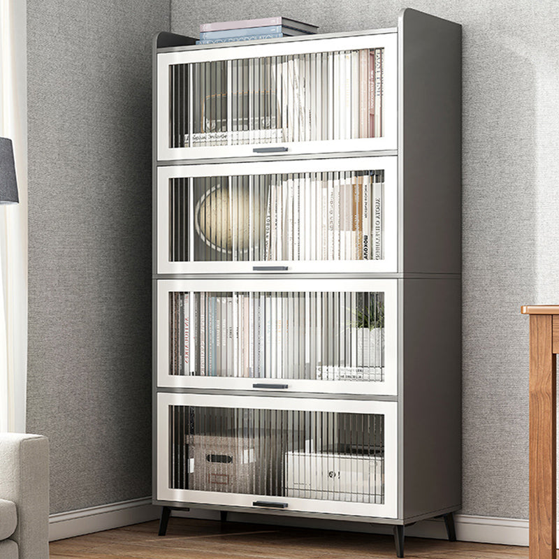 Modern Wood Storage Cabinet Square Bar Pulls Accent Chest with Doors 27.6"L x 13.4"W x 65.4"H Grey Clearhalo 'Cabinets & Chests' 'cabinets_chests' 'furn' 'furn_cabinets_chests' 'Furniture' 'Living Room Furniture' 6608351