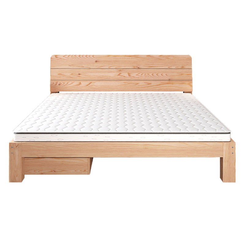 Scandinavian Full Panel Bed Natural Platform Bed with 2 Storage Drawers