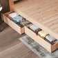 Scandinavian Full Panel Bed Natural Platform Bed with 2 Storage Drawers
