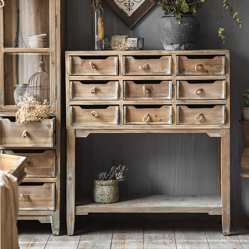 Distressed Wood Accent Chest Industrial Ring Pulls Natural Accent Cabinet 31"L x 14"W x 35"H Clearhalo 'Cabinets & Chests' 'cabinets_chests' 'furn' 'furn_cabinets_chests' 'Furniture' 'Living Room Furniture' 6608503