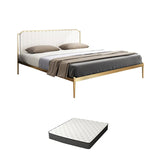 Leather Upholstered Platform Bed Luxurious Metal Tall Bed Frame Clearhalo 'Bedroom Furniture' 'Beds' 'furn' 'furn_beds' 'Furniture' 6608548