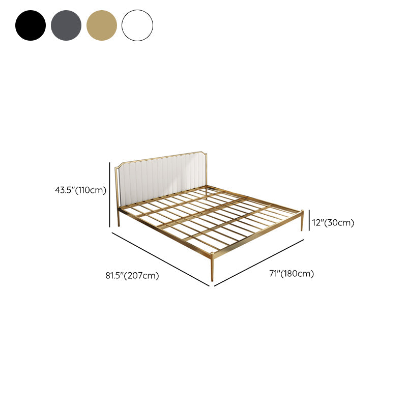 Leather Upholstered Platform Bed Luxurious Metal Tall Bed Frame Clearhalo 'Bedroom Furniture' 'Beds' 'furn' 'furn_beds' 'Furniture' 6608552