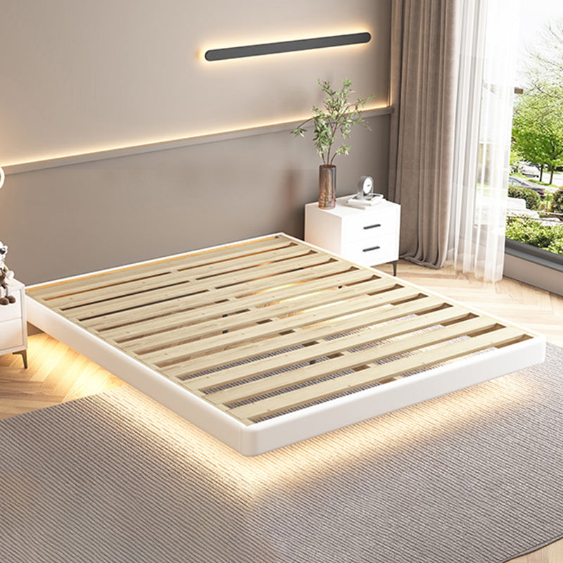 Contemporary Platform Bed Solid Wood Standard Bed with Light for Bedroom