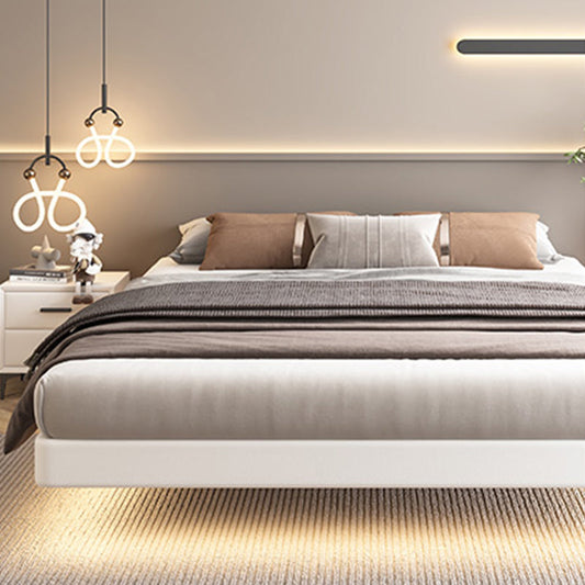 Contemporary Platform Bed Solid Wood Standard Bed with Light for Bedroom