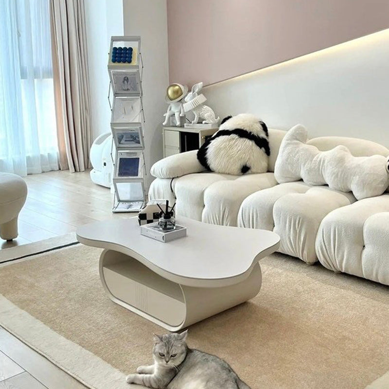 35" Wide Contemporary Cocktail Table White Single Coffee Table Clearhalo 'Coffee & Accent Tables' 'Coffee Tables' 'coffee_tables' 'furn' 'furn_coffee_tables' 'Furniture' 'Living Room Furniture' 6608772