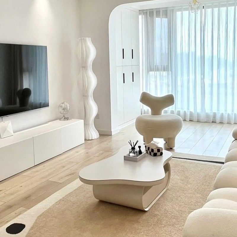 35" Wide Contemporary Cocktail Table White Single Coffee Table Clearhalo 'Coffee & Accent Tables' 'Coffee Tables' 'coffee_tables' 'furn' 'furn_coffee_tables' 'Furniture' 'Living Room Furniture' 6608774