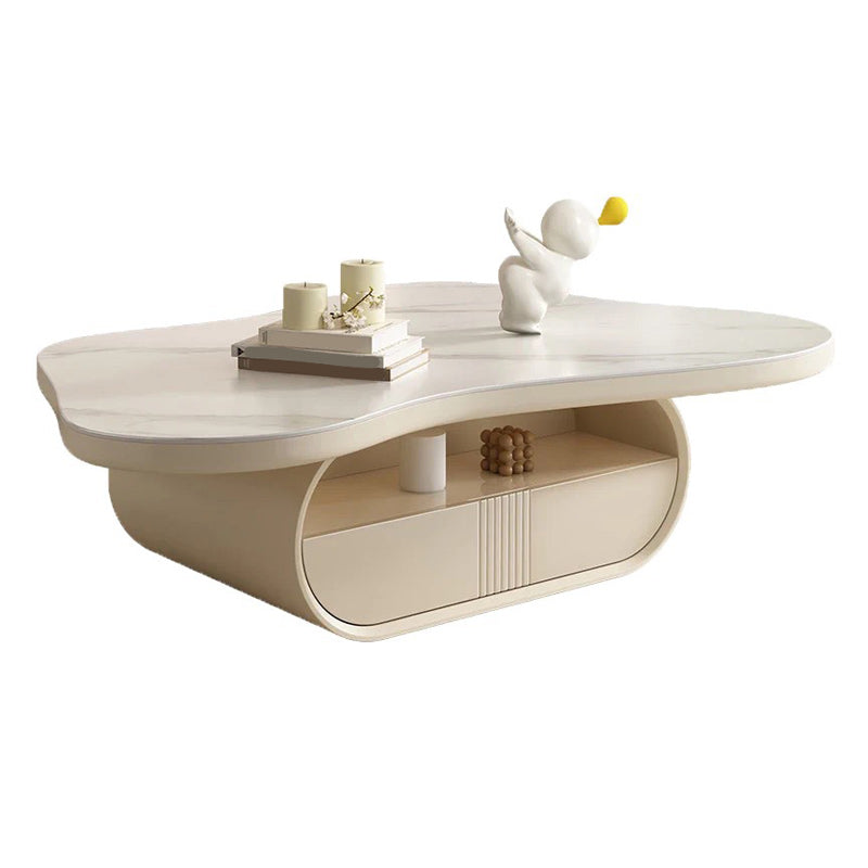 35" Wide Contemporary Cocktail Table White Single Coffee Table Matte White Clearhalo 'Coffee & Accent Tables' 'Coffee Tables' 'coffee_tables' 'furn' 'furn_coffee_tables' 'Furniture' 'Living Room Furniture' 6608775