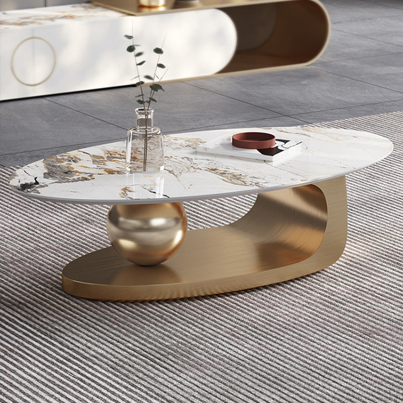 Mesa de cóctel Glam de 27" de ancho Mesa de cóctel de café ovalada de pizarra
