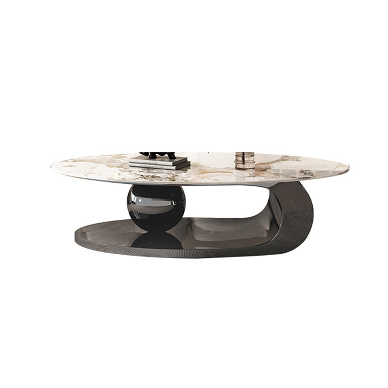 Mesa de cóctel Glam de 27" de ancho Mesa de cóctel de café ovalada de pizarra