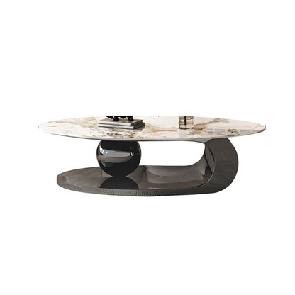 Mesa de cóctel Glam de 27" de ancho Mesa de cóctel de café ovalada de pizarra