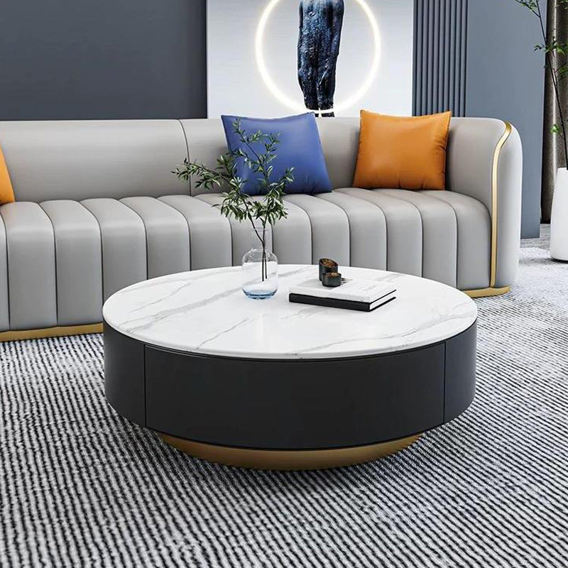 Modern Marble Side Table No Distressing End Table for Living Room Clearhalo 'Coffee & Accent Tables' 'Coffee Tables' 'coffee_tables' 'furn' 'furn_coffee_tables' 'Furniture' 'Living Room Furniture' 6608808