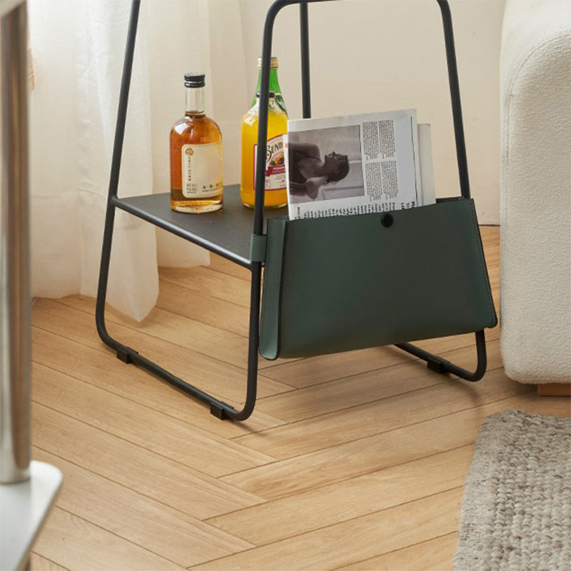 Metal Sled End Table Glass Top Side Sofa Side Accent Table with Shelf Clearhalo 'Coffee & Accent Tables' 'End & Side Tables' 'end_side_tables' 'furn' 'furn_end_side_tables' 'Furniture' 'Living Room Furniture' 6608870