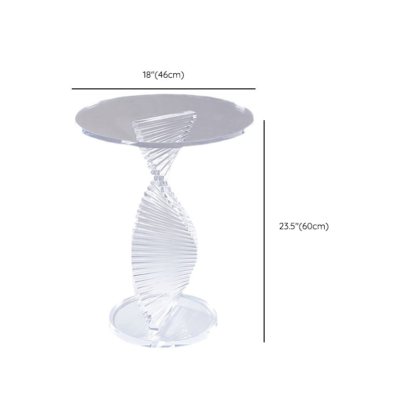 Glam Clear Round Acrylic Top Side Table 23.62" Tall Abstract Base End Table Clearhalo 'Coffee & Accent Tables' 'End & Side Tables' 'end_side_tables' 'furn' 'furn_end_side_tables' 'Furniture' 'Living Room Furniture' 6608889