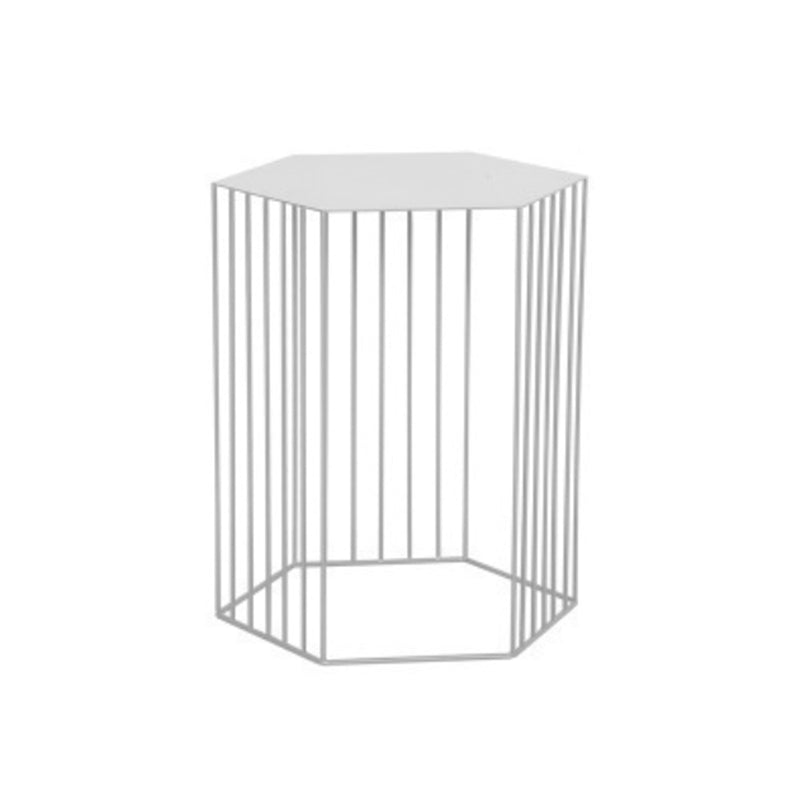 Frame Hexagon Metal End Table Set Simple Iron Sofa Side Accent Table with Storage Shelf 15"L x 15"W x 18"H White 1 Clearhalo 'Coffee & Accent Tables' 'End & Side Tables' 'end_side_tables' 'furn' 'furn_end_side_tables' 'Furniture' 'Living Room Furniture' 6609062