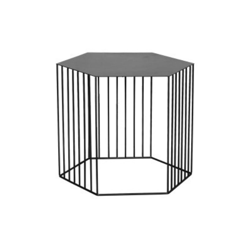 Frame Hexagon Metal End Table Set Simple Iron Sofa Side Accent Table with Storage Shelf 18"L x 18"W x 15"H Black 1 Clearhalo 'Coffee & Accent Tables' 'End & Side Tables' 'end_side_tables' 'furn' 'furn_end_side_tables' 'Furniture' 'Living Room Furniture' 6609072