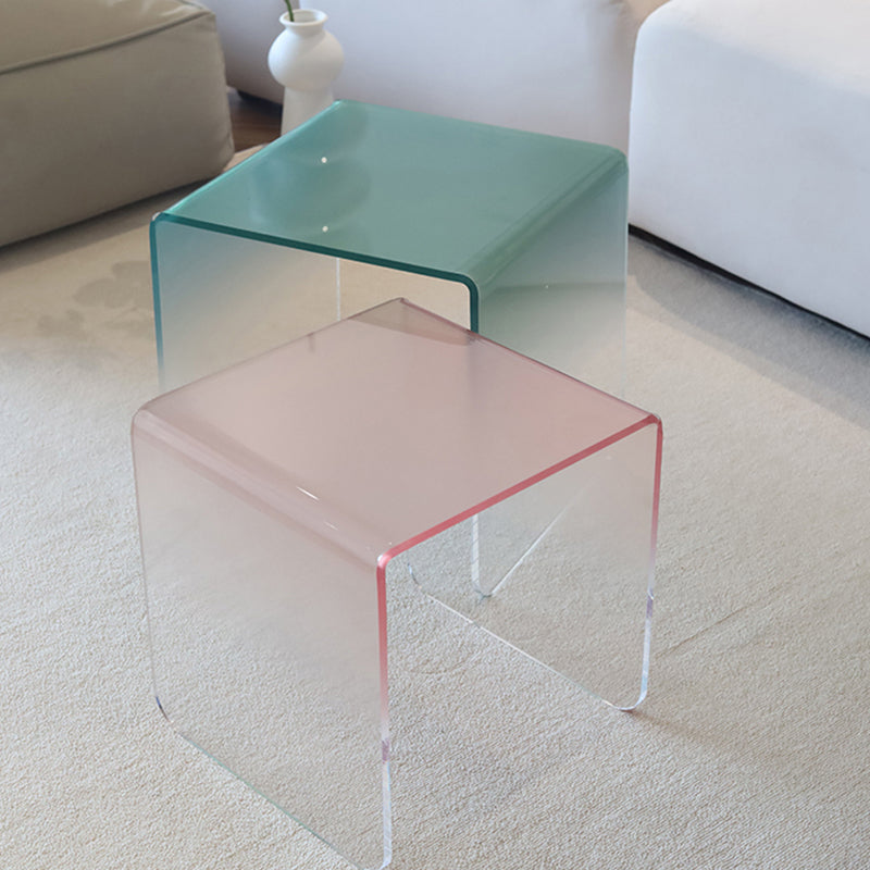 Plastic Square Side End Table Modern Sled Sofa Side Accent Table