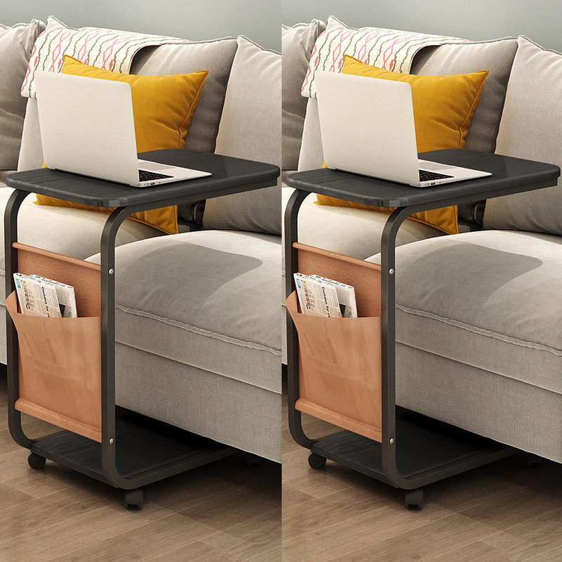 17.7" W Rectangular Side Table with Casters Modern Simple 1 - Shelf End Table Black 2 Clearhalo 'Coffee & Accent Tables' 'End & Side Tables' 'end_side_tables' 'furn' 'furn_end_side_tables' 'Furniture' 'Living Room Furniture' 6609270