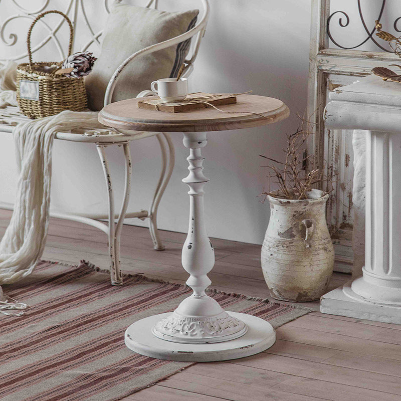 Round Pedestal Side Table French Rustic Side End Snack Table Clearhalo 'Coffee & Accent Tables' 'End & Side Tables' 'end_side_tables' 'furn' 'furn_end_side_tables' 'Furniture' 'Living Room Furniture' 6609315