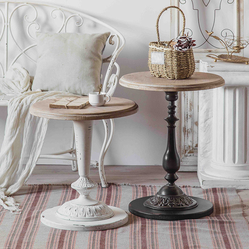 Round Pedestal Side Table French Rustic Side End Snack Table Clearhalo 'Coffee & Accent Tables' 'End & Side Tables' 'end_side_tables' 'furn' 'furn_end_side_tables' 'Furniture' 'Living Room Furniture' 6609317