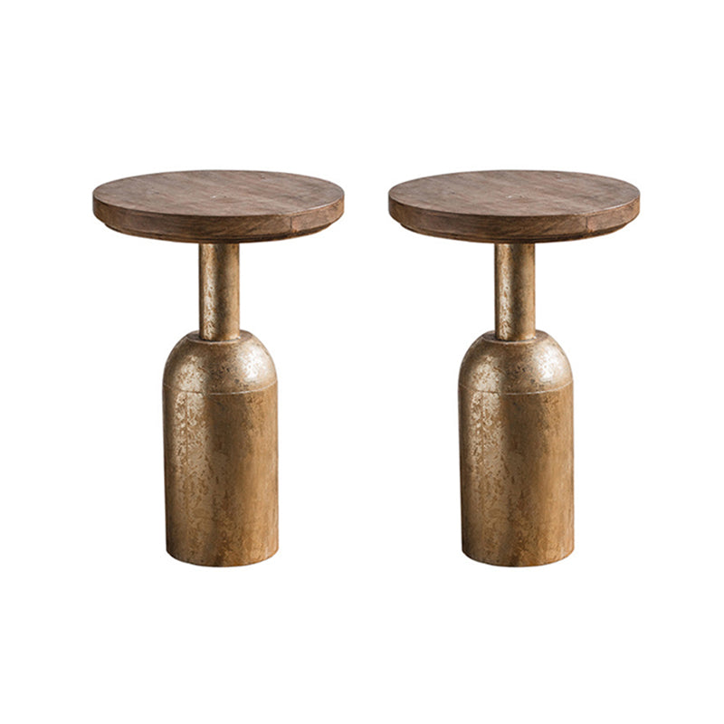Round Pedestal Side Table French Rustic Side End Snack Table 16"L x 16"W x 25.5"H Gold 2 Clearhalo 'Coffee & Accent Tables' 'End & Side Tables' 'end_side_tables' 'furn' 'furn_end_side_tables' 'Furniture' 'Living Room Furniture' 6609320