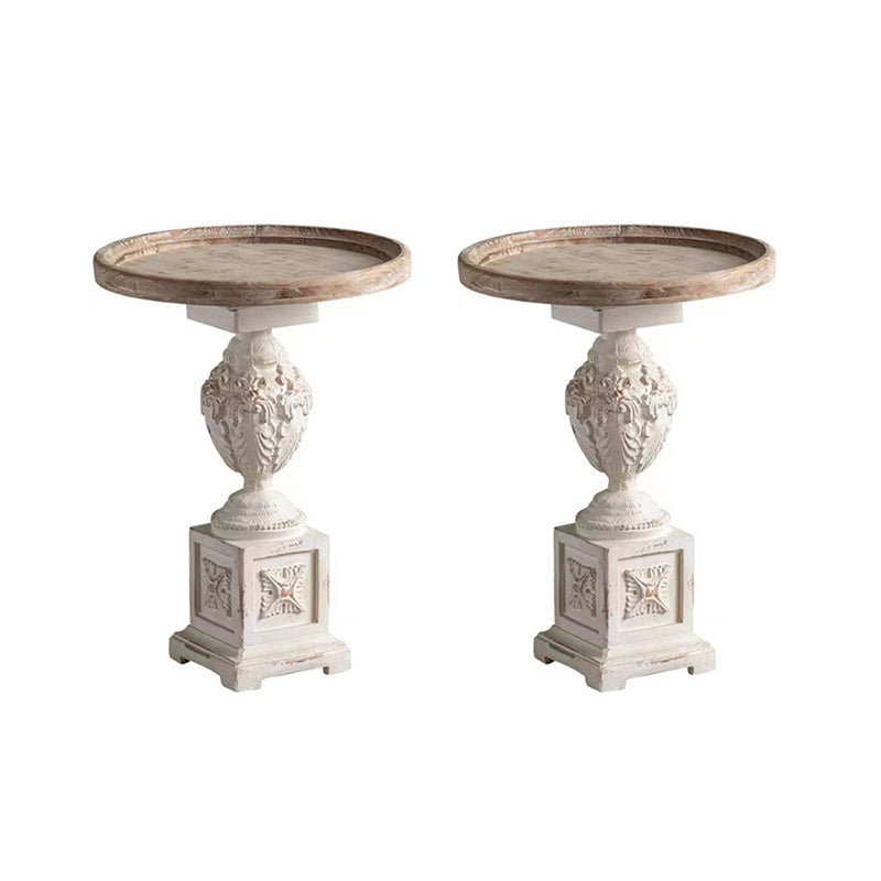 Round Pedestal Side Table French Rustic Side End Snack Table 18"L x 18"W x 25"H White 2 Clearhalo 'Coffee & Accent Tables' 'End & Side Tables' 'end_side_tables' 'furn' 'furn_end_side_tables' 'Furniture' 'Living Room Furniture' 6609322