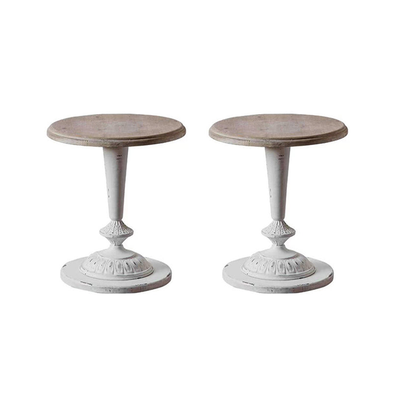 Round Pedestal Side Table French Rustic Side End Snack Table 20"L x 20"W x 23"H White 2 Clearhalo 'Coffee & Accent Tables' 'End & Side Tables' 'end_side_tables' 'furn' 'furn_end_side_tables' 'Furniture' 'Living Room Furniture' 6609325
