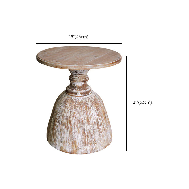Round Pedestal Side Table French Rustic Side End Snack Table - Clearhalo
