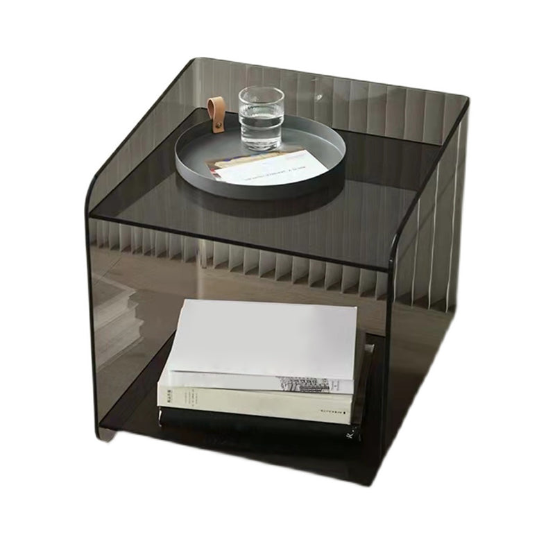 Plastic Rectangular Side End Table 15.74" Wide Sled Sofa Side Accent Table