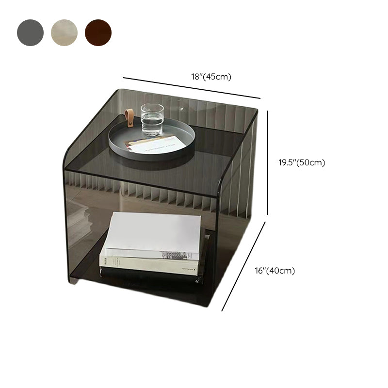 Plastic Rectangular Side End Table 15.74" Wide Sled Sofa Side Accent Table